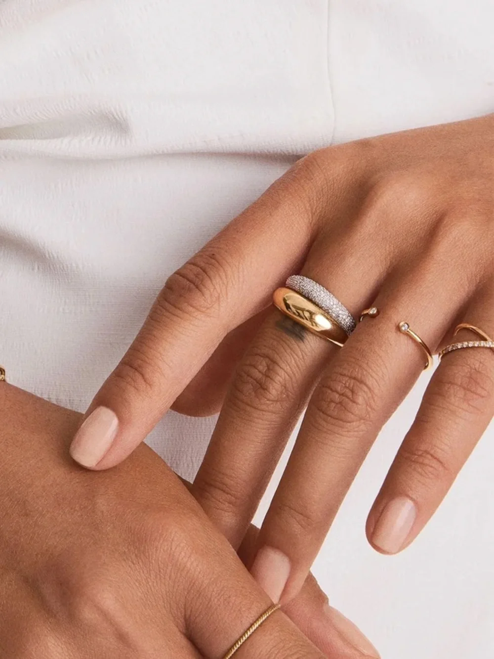 Mejuri | Ring | Mejuri Pave Diamond Thin Dome Ring with Natural Diamond